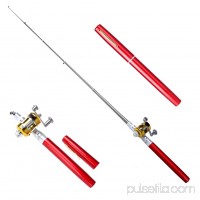 6 Colors 38" Portable Pocket Fish Pen Shape Fishing Pole Aluminum Alloy Mini Fishing Rod Pole + Reel Combos   
